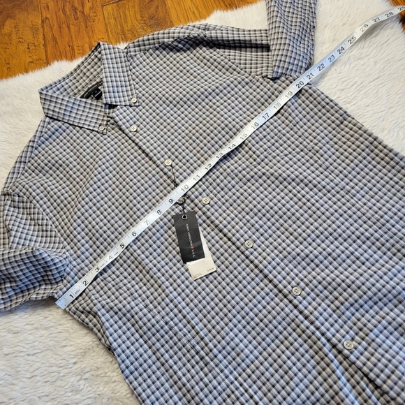 NWT John Varvatos Button Up Shirt Men's Medium Long Sleeve Gray Plaid Cotton - Picture 11 of 11